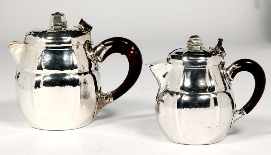 Goldsmith G. Lecomte - Set Of Two 20th Century Silver Teapots