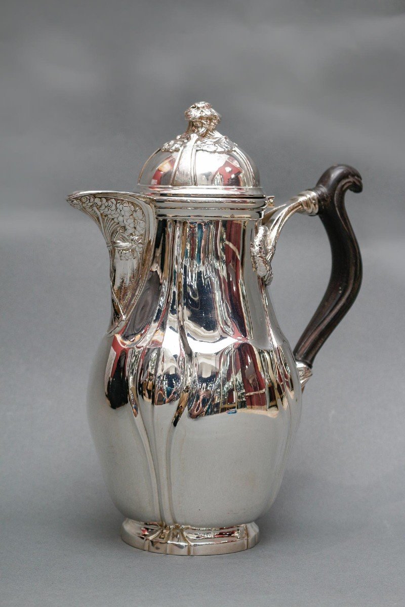 Lelièvre (eugène-alfred) – Cafetière En Argent Massif Tiffany Circa 1880  Art Nouveau.