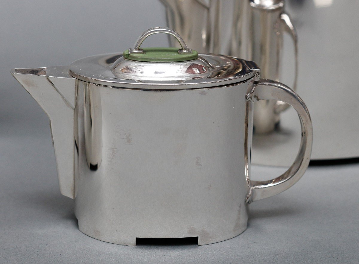 C. Fjerdingstad - Modernist Tea/coffee Service In Solid Silver Circa 1950-photo-3