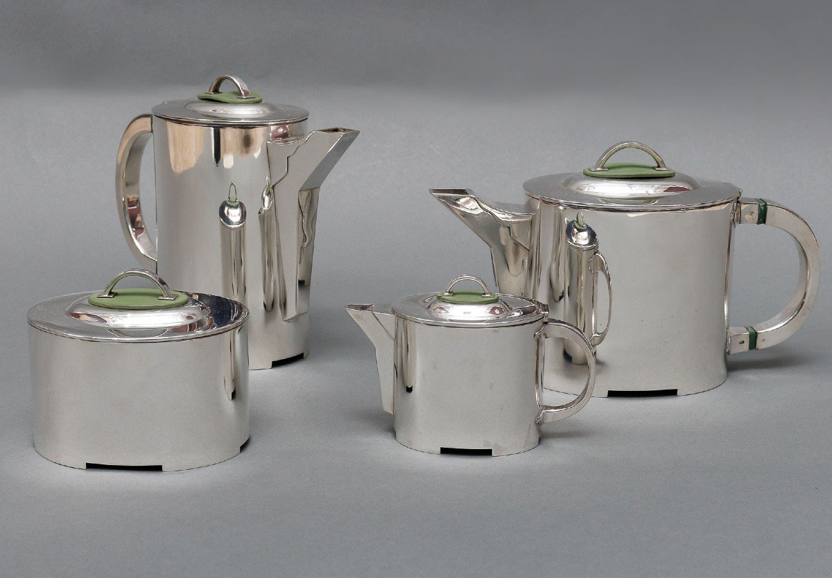 C. Fjerdingstad - Modernist Tea/coffee Service In Solid Silver Circa 1950-photo-8