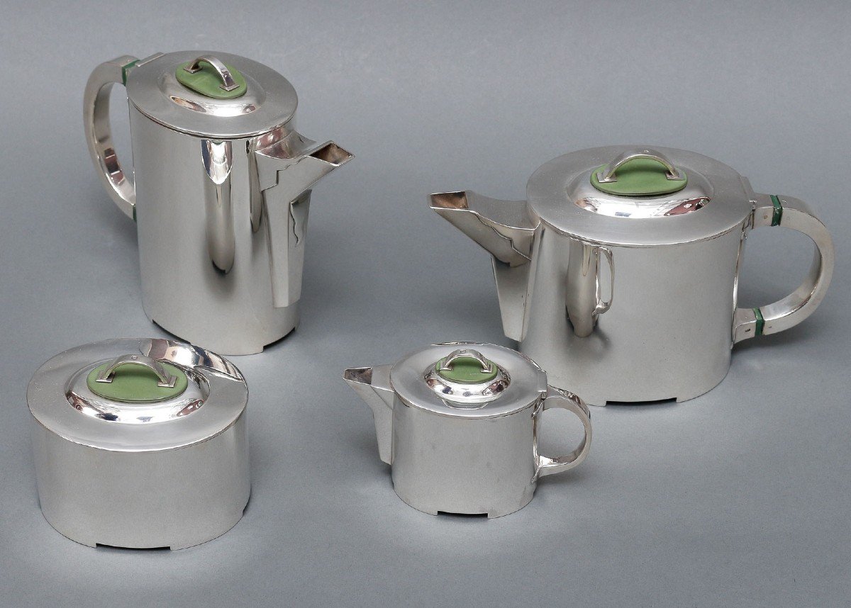 C. Fjerdingstad - Modernist Tea/coffee Service In Solid Silver Circa 1950