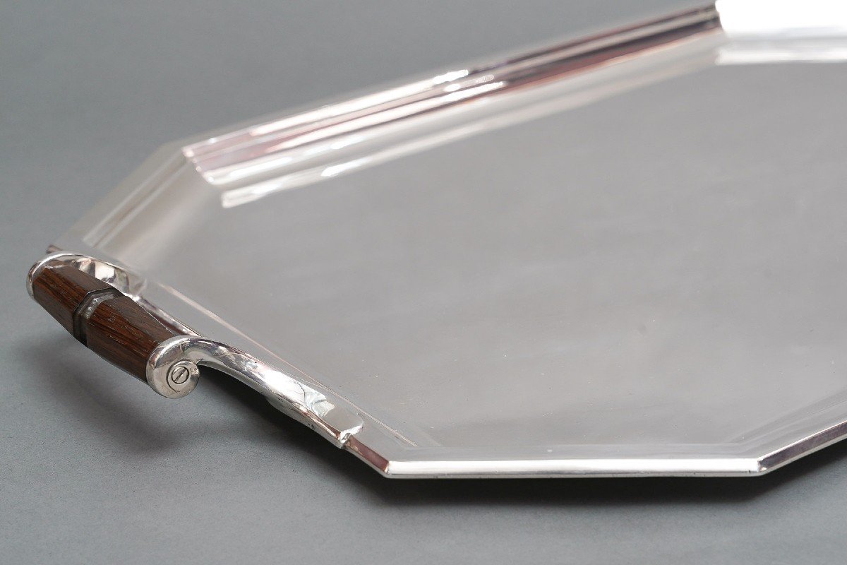Goldsmith Puiforcat – Tray In Sterling Silver Art Deco Period-photo-2