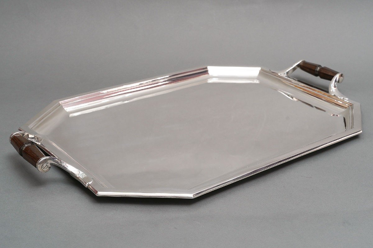 Goldsmith Puiforcat – Tray In Sterling Silver Art Deco Period-photo-8