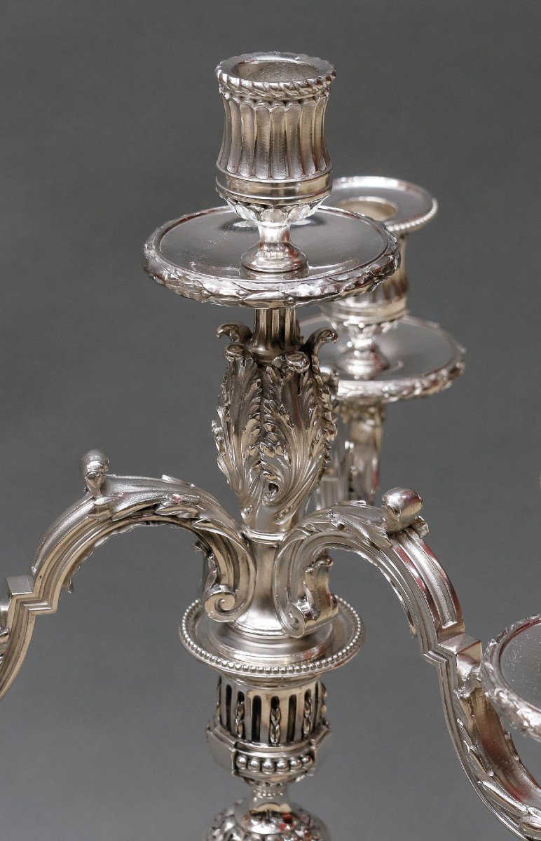 Goldsmith: Gaston Signard - Pair Of Candelabra In Sterling Silver Early 20th Century-photo-4