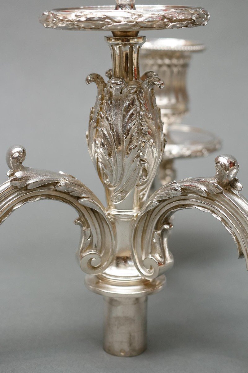 Goldsmith: Gaston Signard - Pair Of Candelabra In Sterling Silver Early 20th Century-photo-3