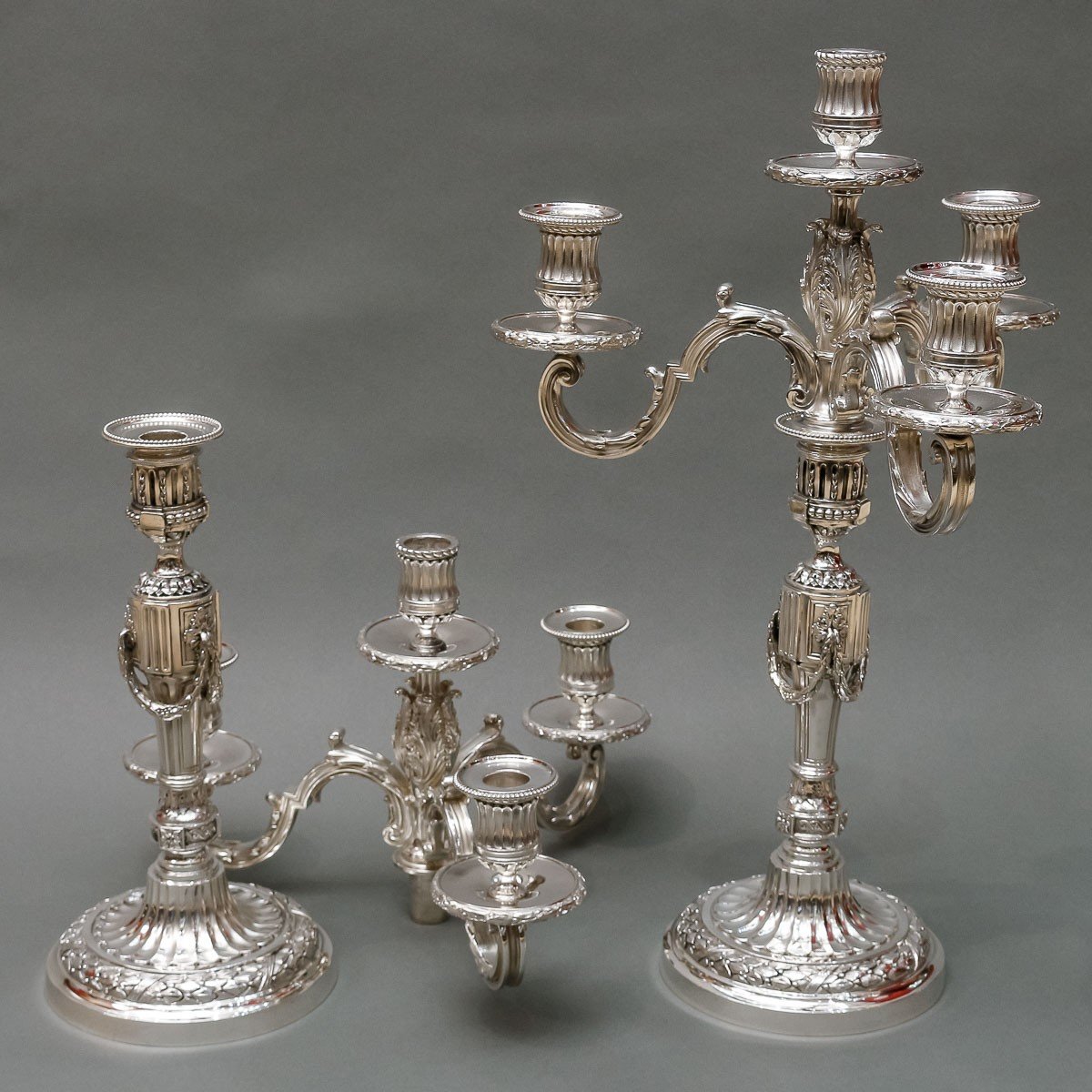 Goldsmith: Gaston Signard - Pair Of Candelabra In Sterling Silver Early 20th Century-photo-4