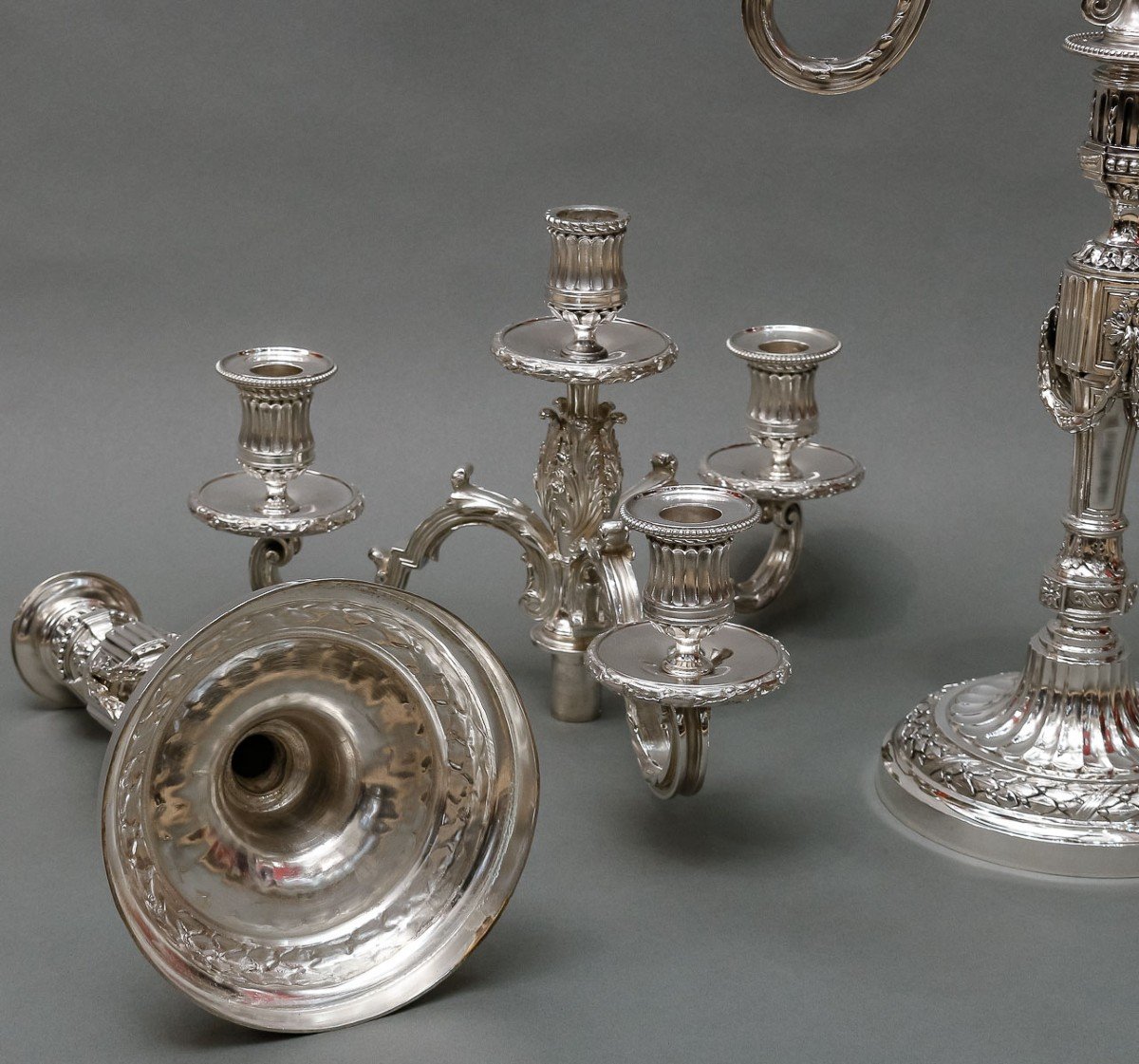 Goldsmith: Gaston Signard - Pair Of Candelabra In Sterling Silver Early 20th Century-photo-5