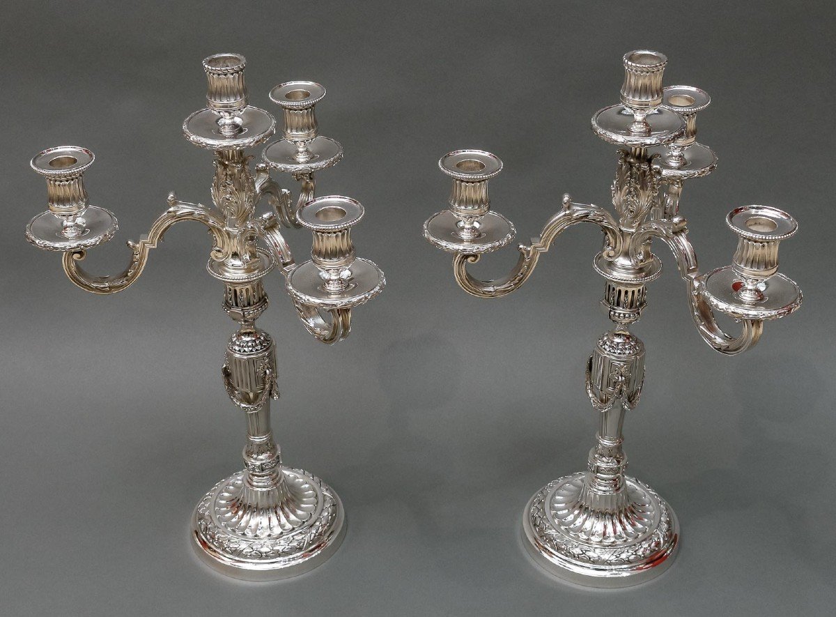 Goldsmith: Gaston Signard - Pair Of Candelabra In Sterling Silver Early 20th Century-photo-8