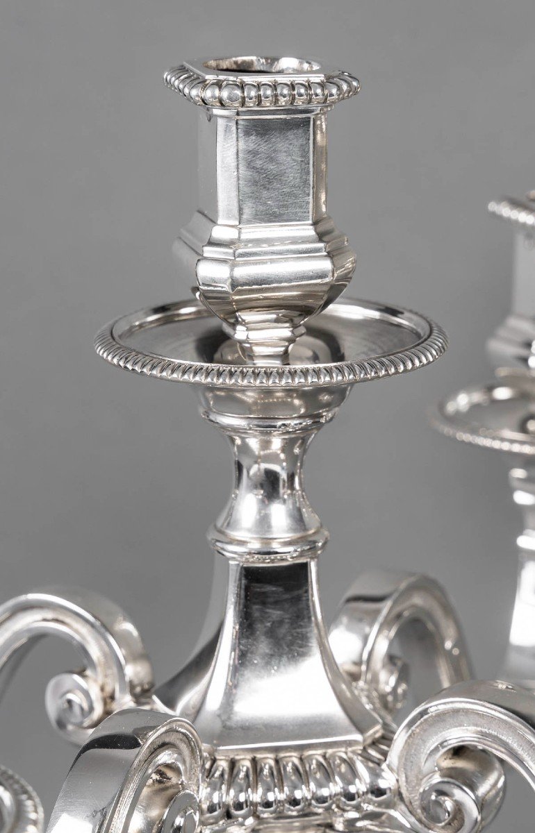  Falkenberg - Pair Of 20th Century Solid Silver Candelabras-photo-4