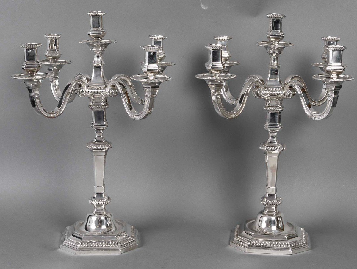  Falkenberg - Pair Of 20th Century Solid Silver Candelabras-photo-7