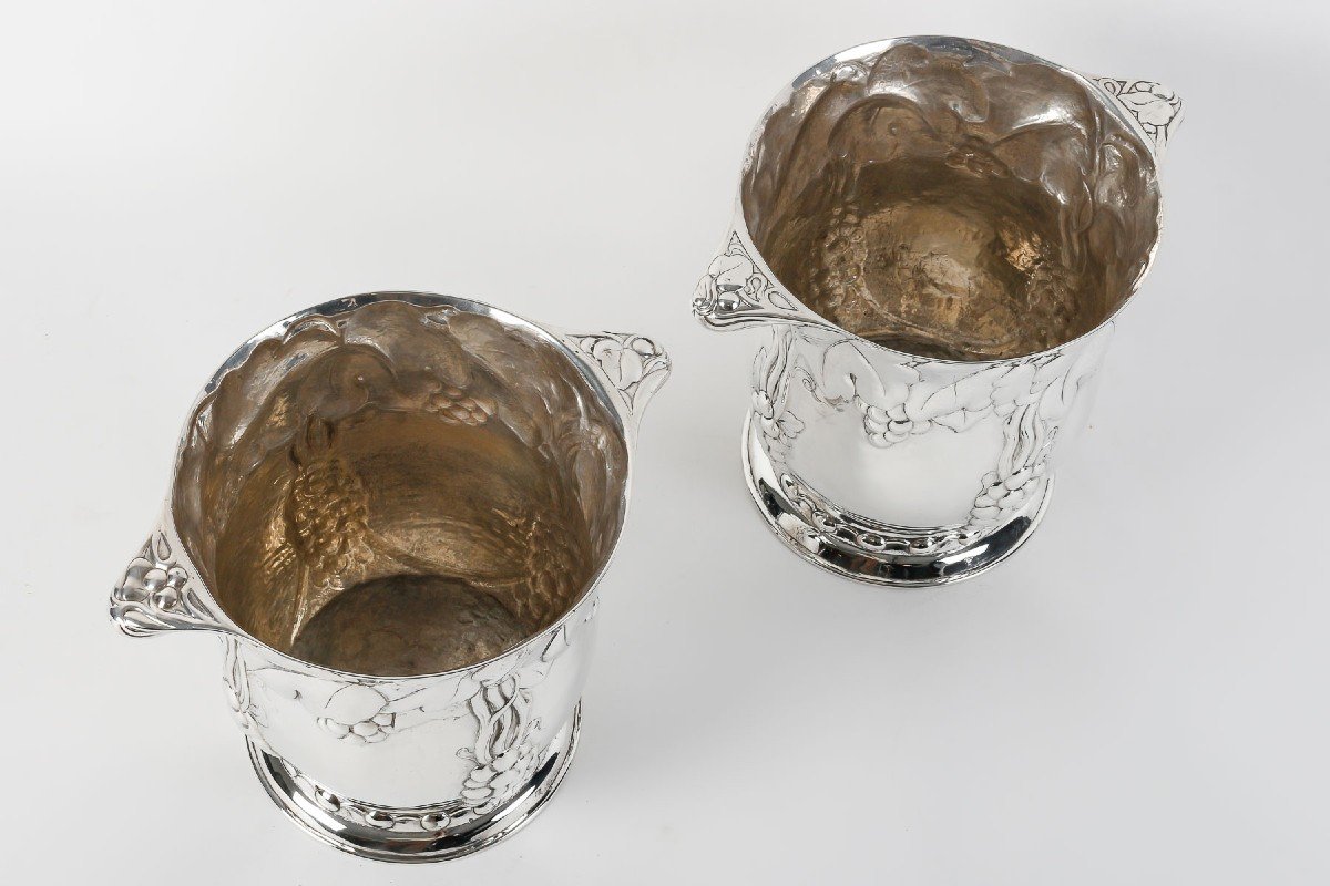  Jean Serriere - Pair Of Coolers In Solid Silver Circa 1900/1920-photo-6