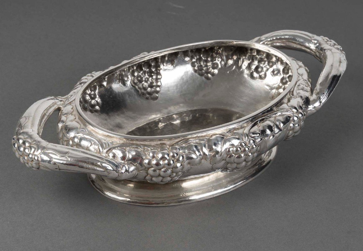 Jean Serriere – Oval Planter In Solid Silver 20th Century Circa 1920 