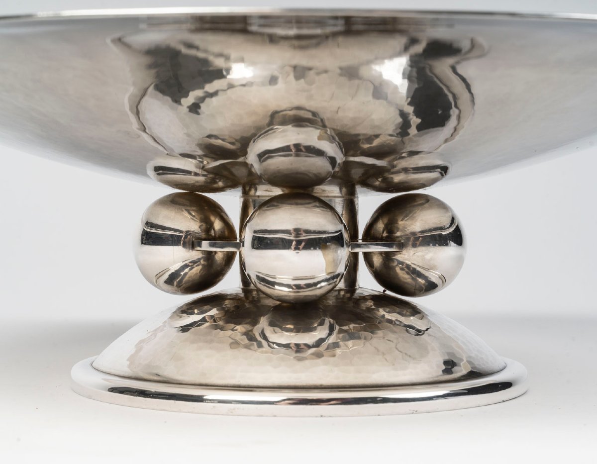 Christofle, Luc Lanel – Hammered Footed Bowl, Art Deco Period-photo-4