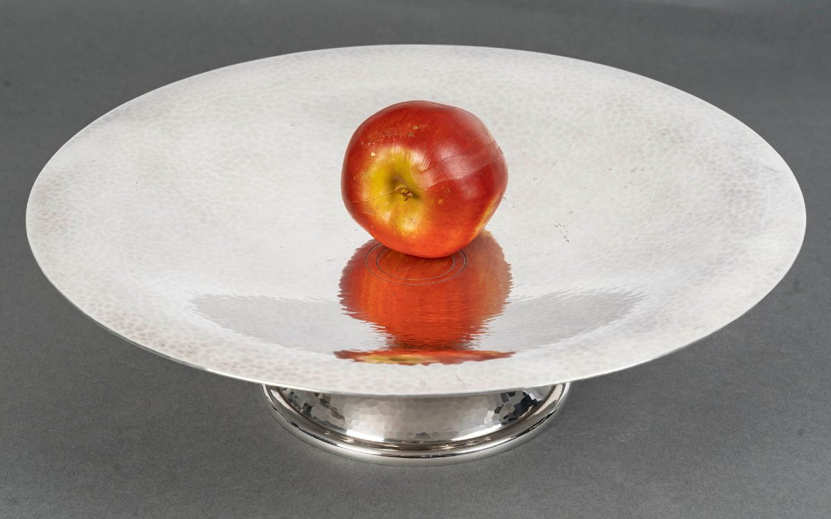 Christofle, Luc Lanel – Hammered Footed Bowl, Art Deco Period-photo-1