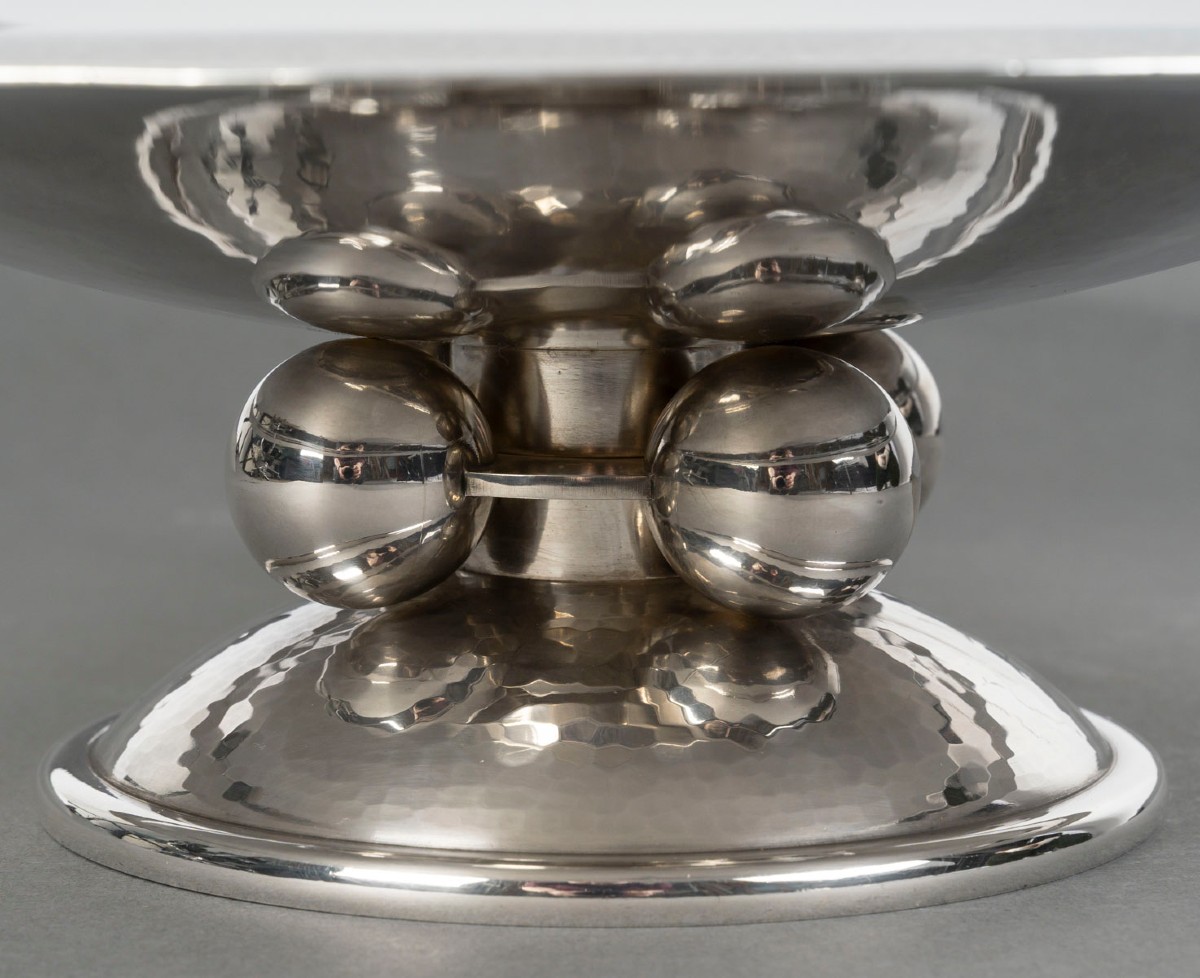 Christofle, Luc Lanel – Hammered Footed Bowl, Art Deco Period-photo-6