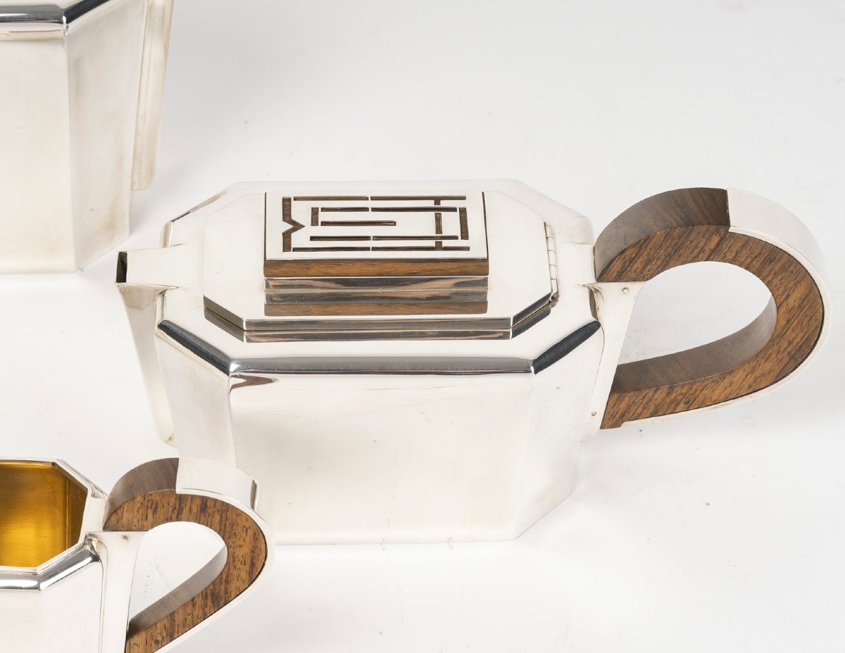 Jean E. Puiforcat - The/cafe Service 4 Pieces Silver 20th Century – Art Deco-photo-6