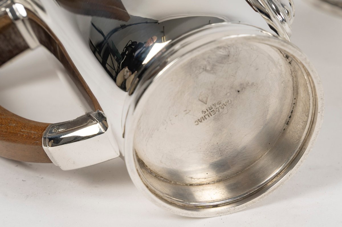 Cardeilhac – 4-piece Tea/coffee Set In Solid Silver, 20th Century, Art Deco-photo-7