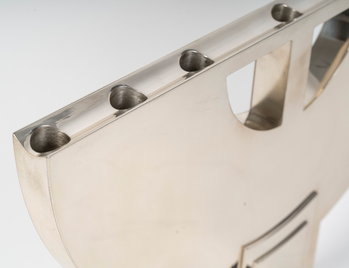Cleto Munari - Modernist Candlestick With Seven Solid Silver Candles Circa 1980-photo-2