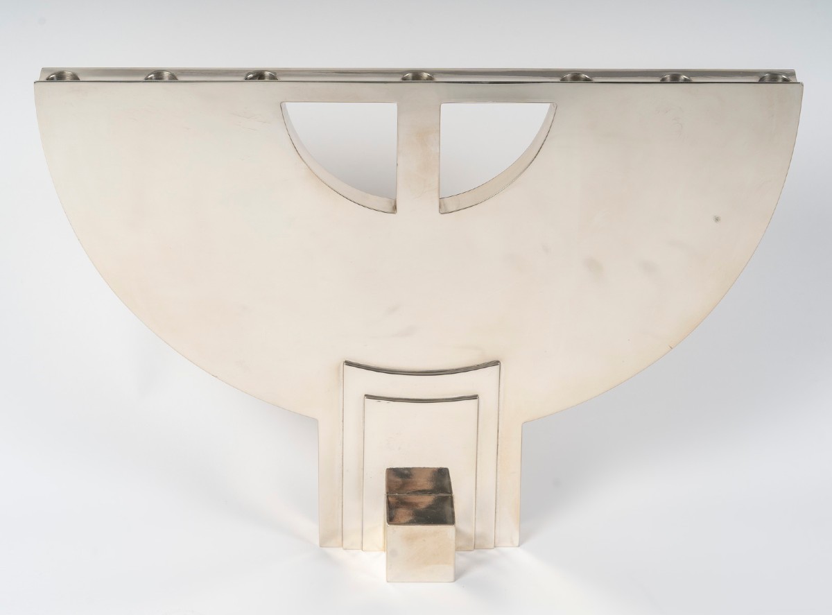 Cleto Munari - Modernist Candlestick With Seven Solid Silver Candles Circa 1980-photo-3