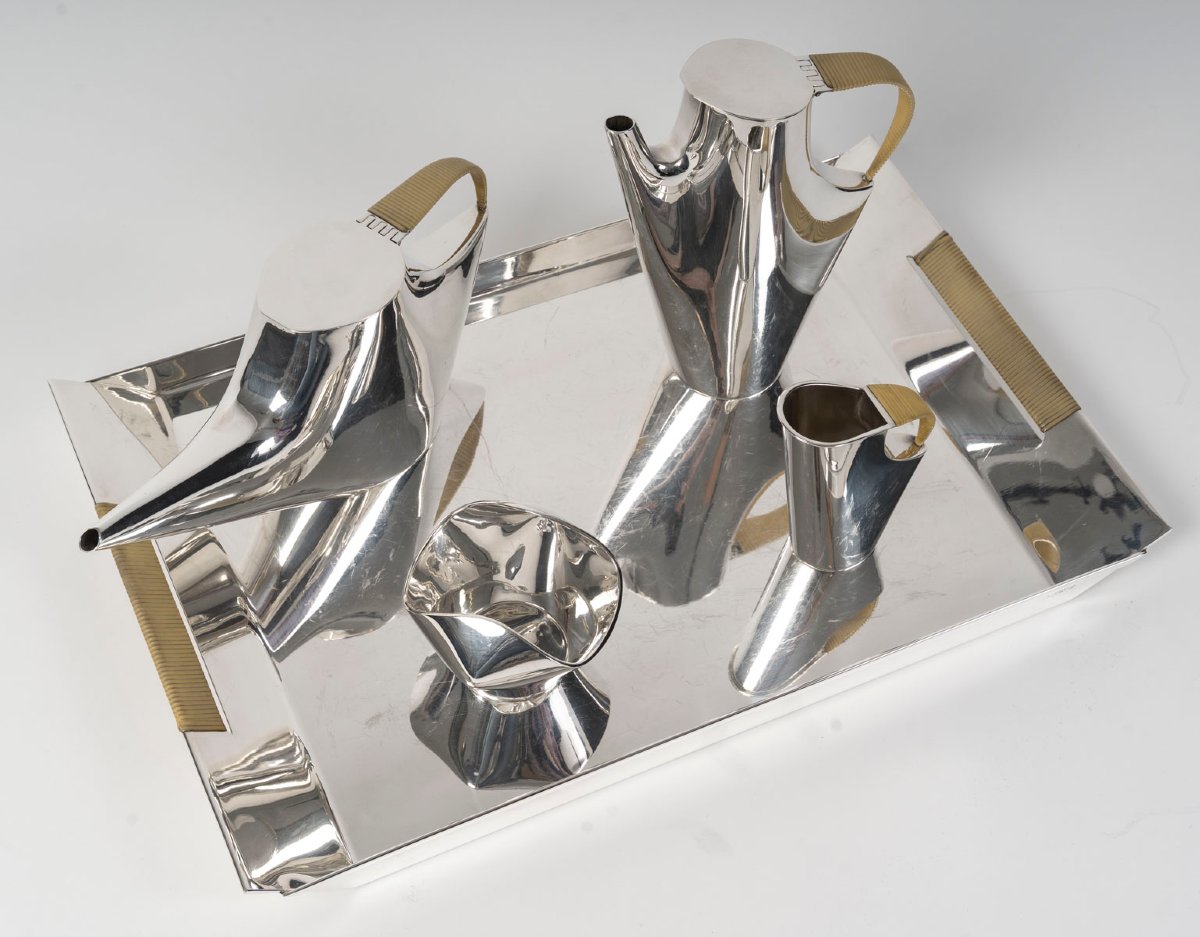 Christofle - Sabattini - "como" Tea/coffee Service In Solid Silver 1957/1968-photo-1