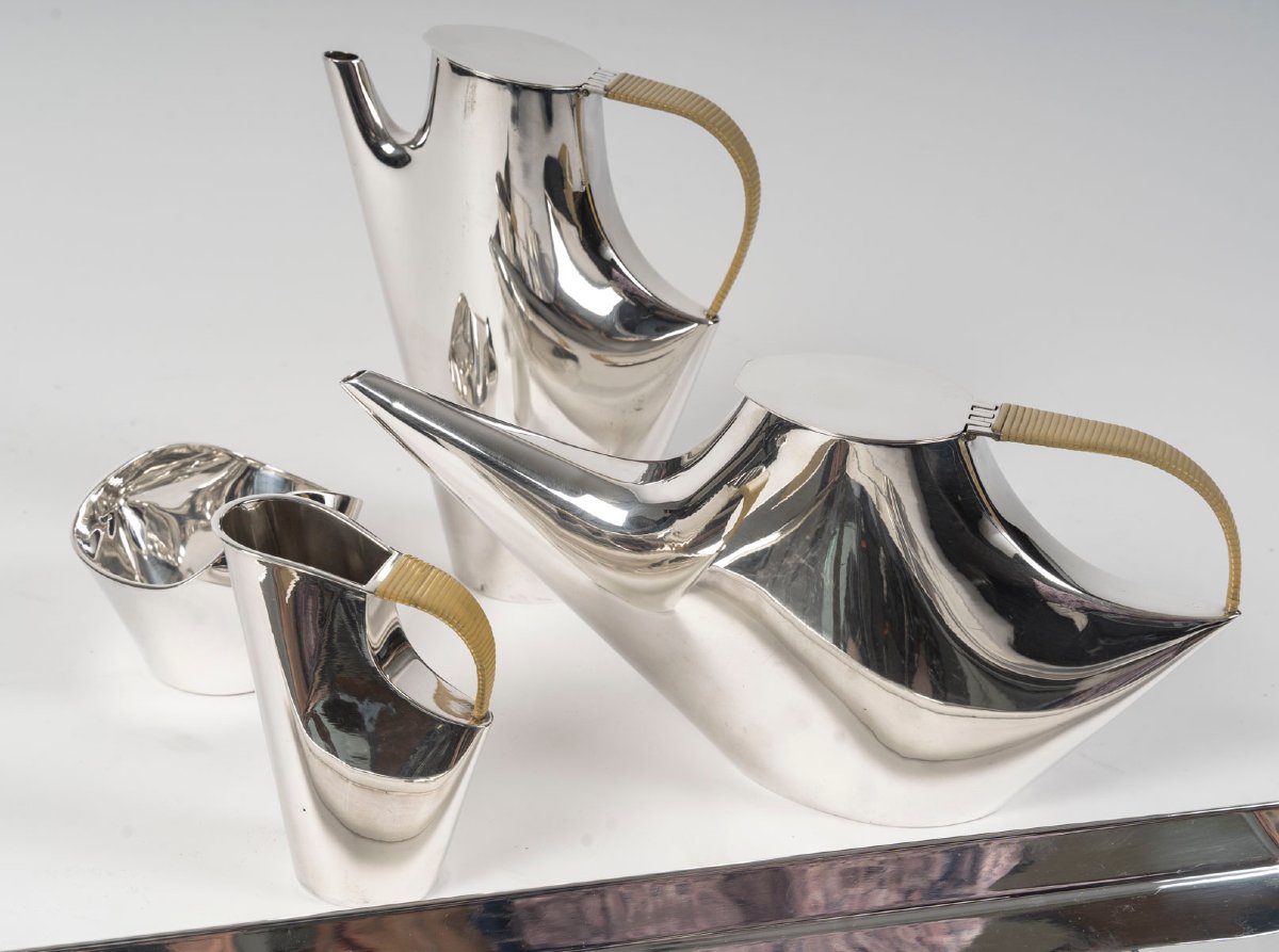 Christofle - Sabattini - "como" Tea/coffee Service In Solid Silver 1957/1968-photo-6