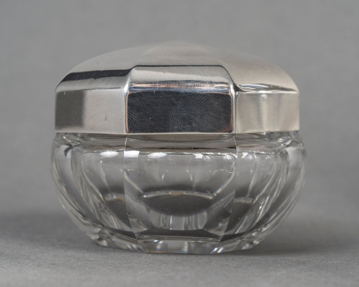 Christofle/ Baccarat – Set Of 5 Art Deco Bottles Circa 1930-photo-4