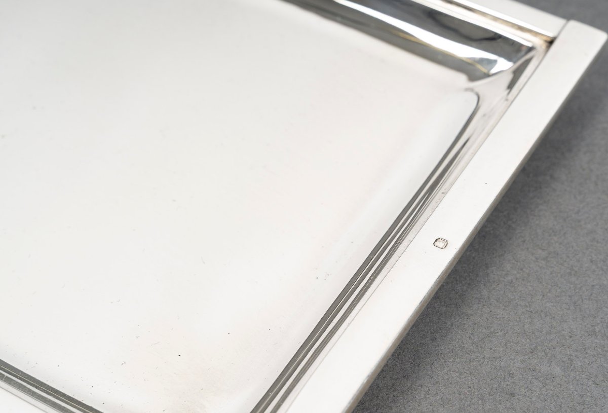 Orfèvre SAVARY – Plat rectangulaire en argent ART DECO vers 1930-photo-5