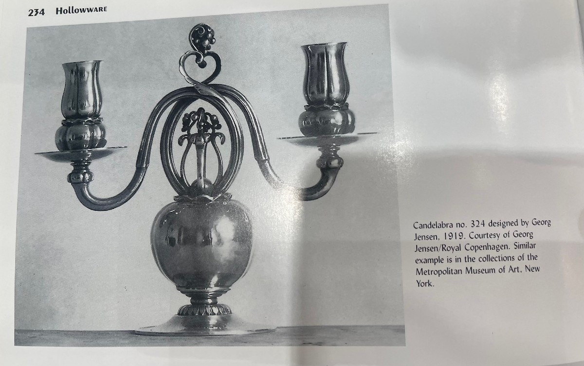  Pair Of Solid Silver Candelabras – Georg Jensen, Art Deco Period-photo-5