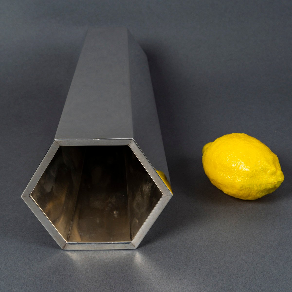 Tiffany & Co - 20th Century Modernist Silver Vase With Cut Sides-photo-2