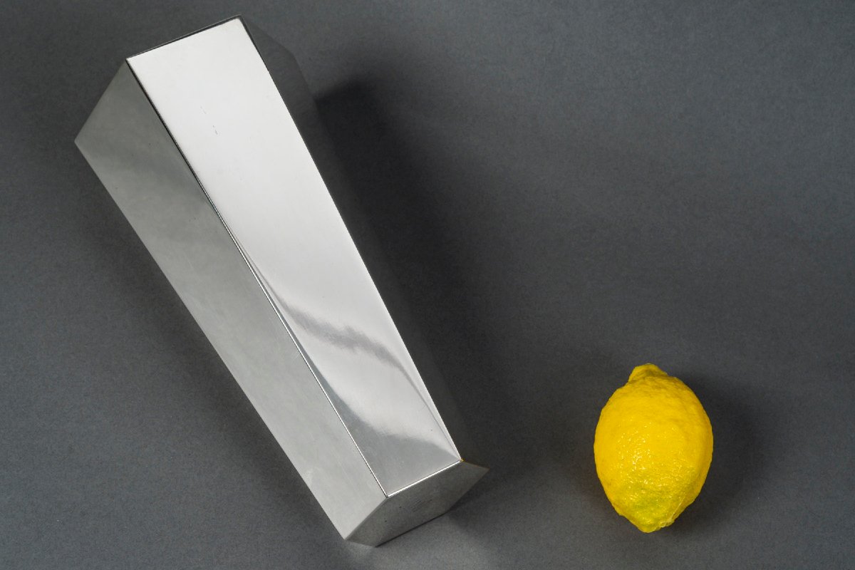 Tiffany & Co - 20th Century Modernist Silver Vase With Cut Sides-photo-5