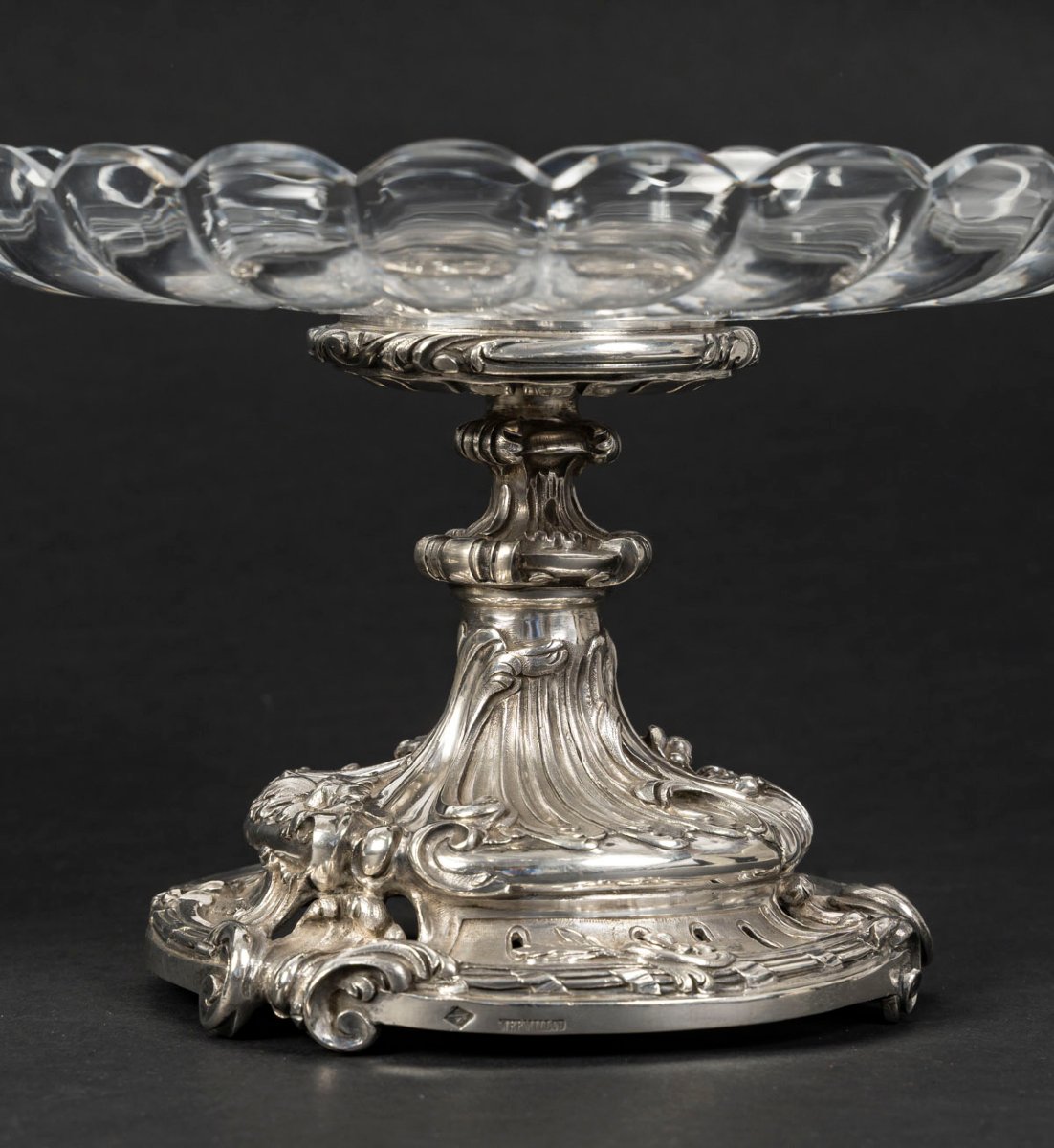 Goldsmith Eugène Mermillod – Pair Of Solid Silver And Baccarat Crystal Bowls – 19th Century-photo-2