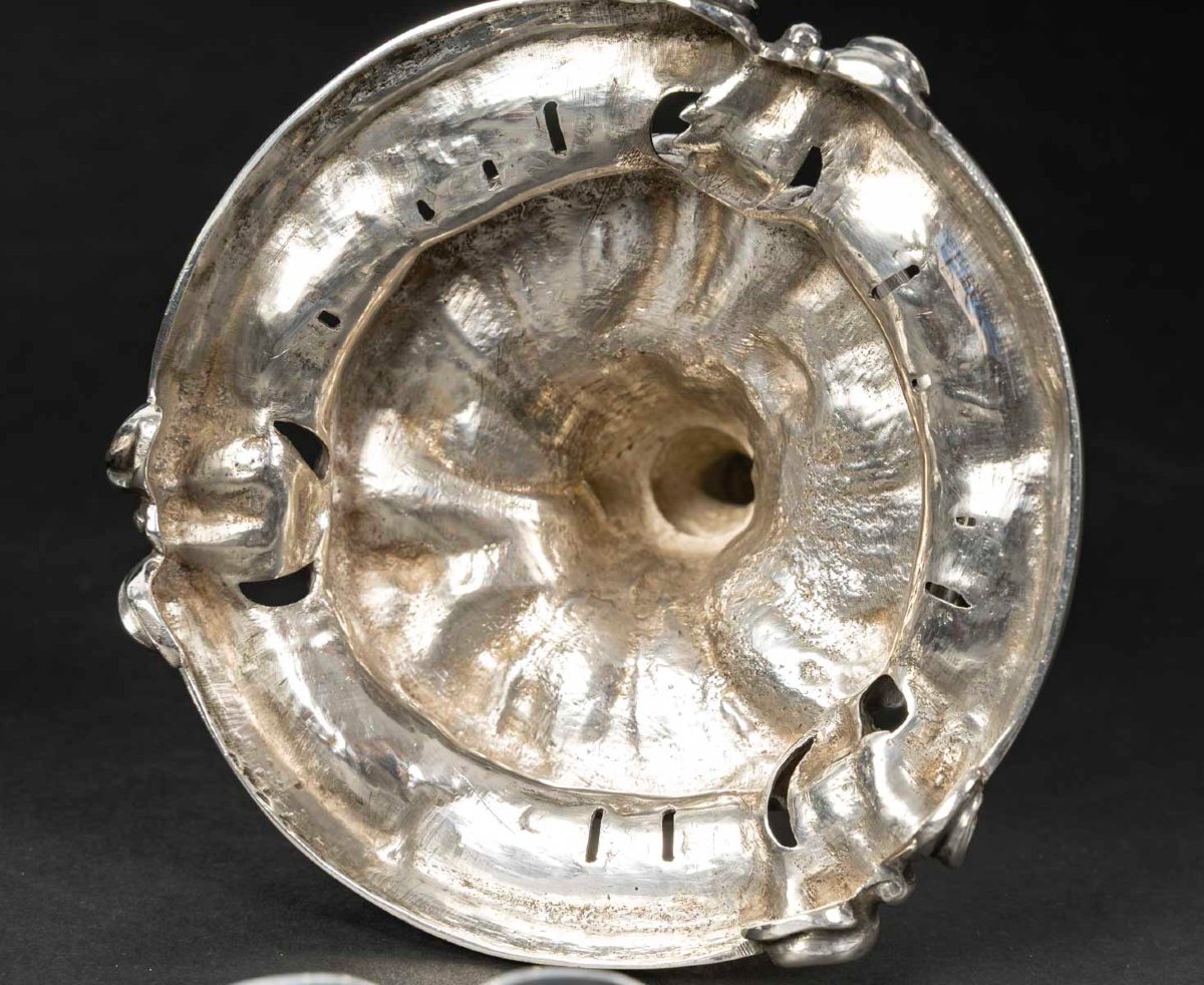Goldsmith Eugène Mermillod – Pair Of Solid Silver And Baccarat Crystal Bowls – 19th Century-photo-1