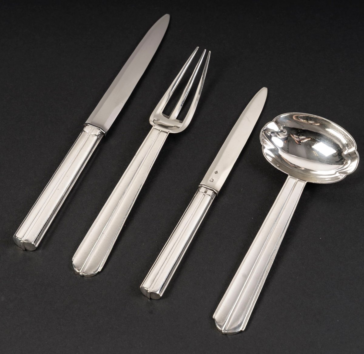 Jean E. Puiforcat – Solid Silver Cutlery “biarritz” Art Deco Period-photo-1