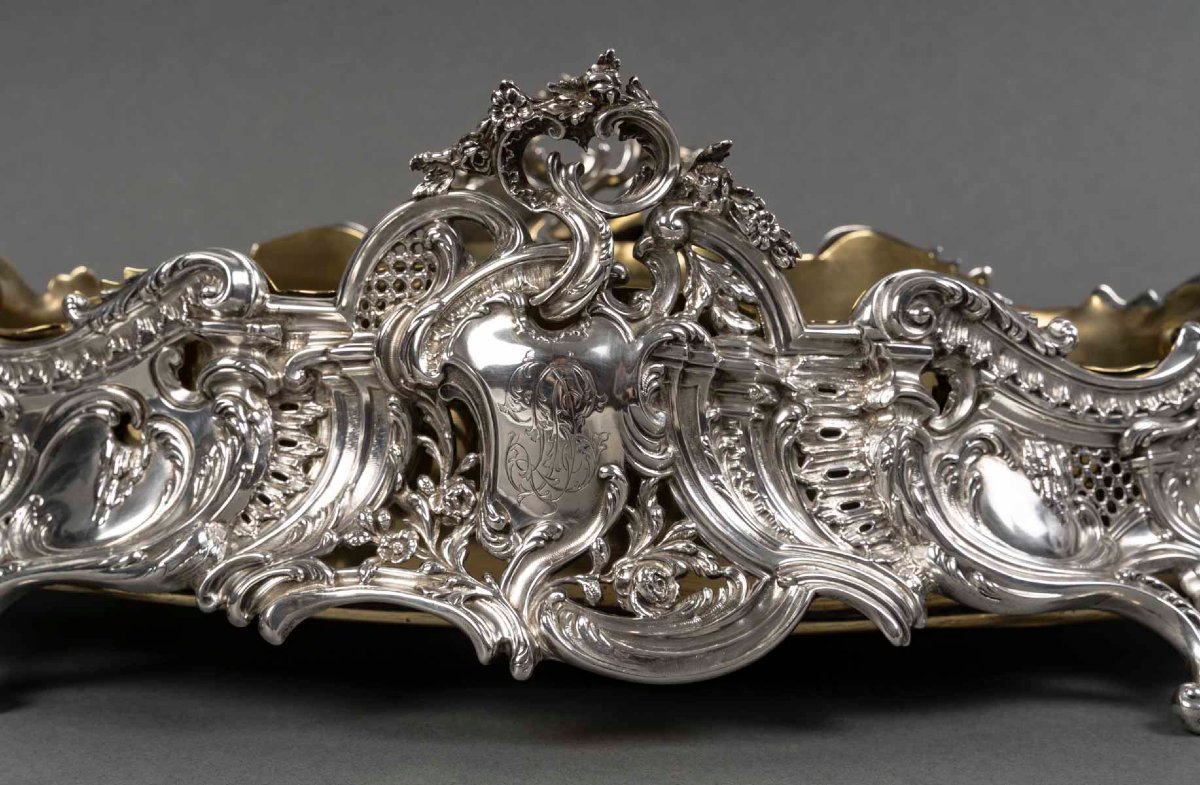  JARDINIERE ROCAILLE EN ARGENT MASSIF EPOQUE NAPOLEON III-photo-2