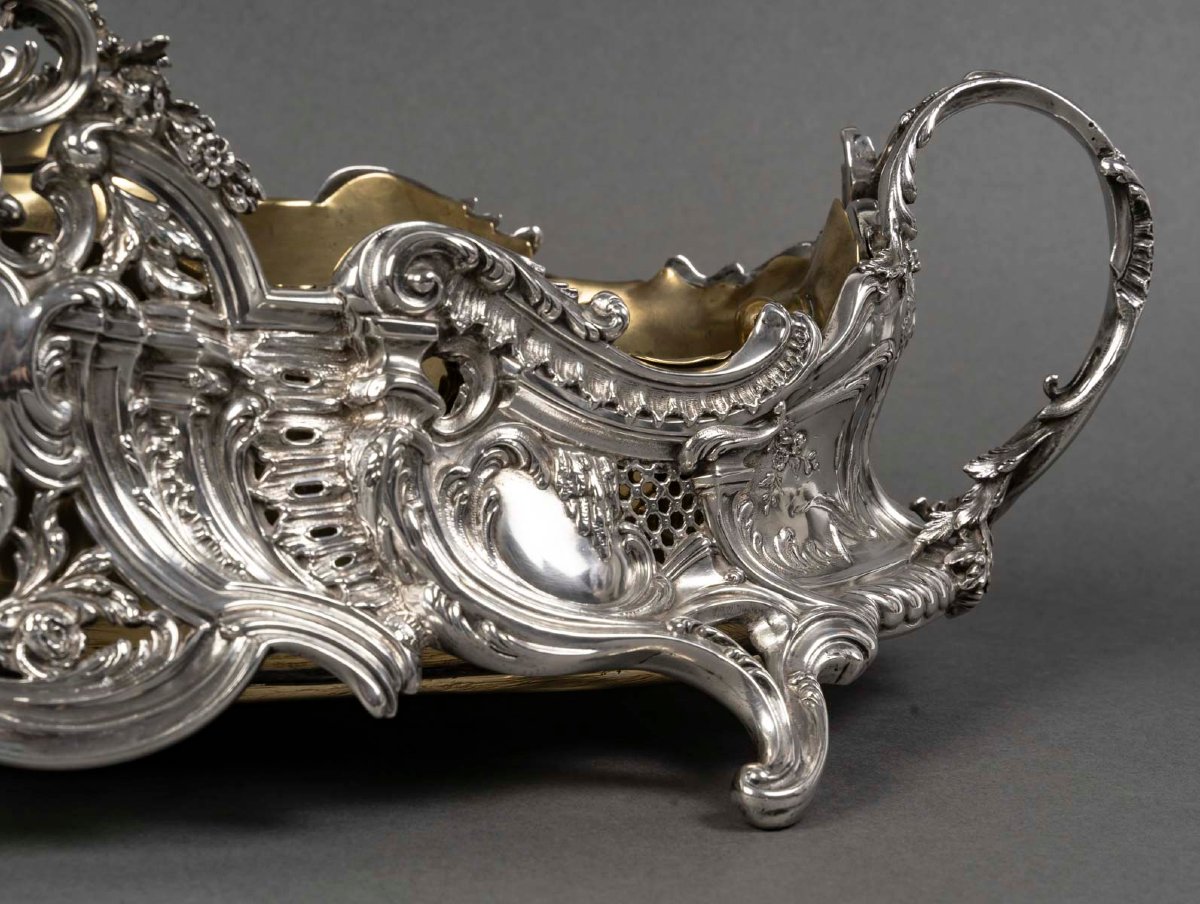  JARDINIERE ROCAILLE EN ARGENT MASSIF EPOQUE NAPOLEON III-photo-4