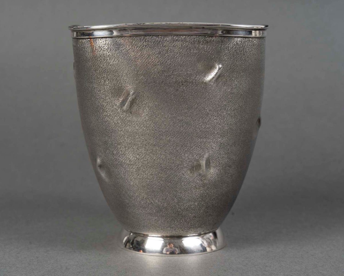 Vase In Solid Silver Italy, Alessandria, Cesa Sc Circa 1970-photo-3