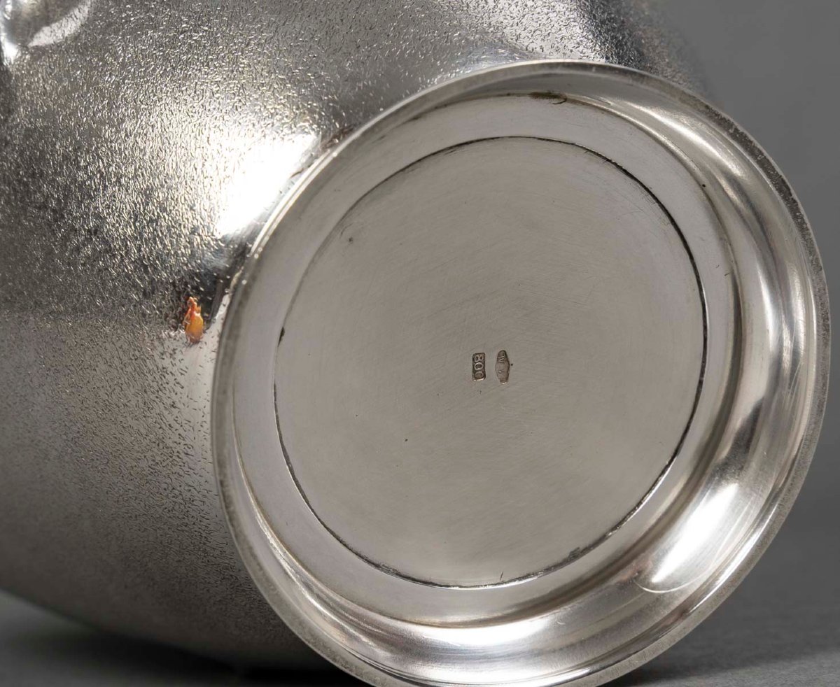 Vase In Solid Silver Italy, Alessandria, Cesa Sc Circa 1970-photo-4