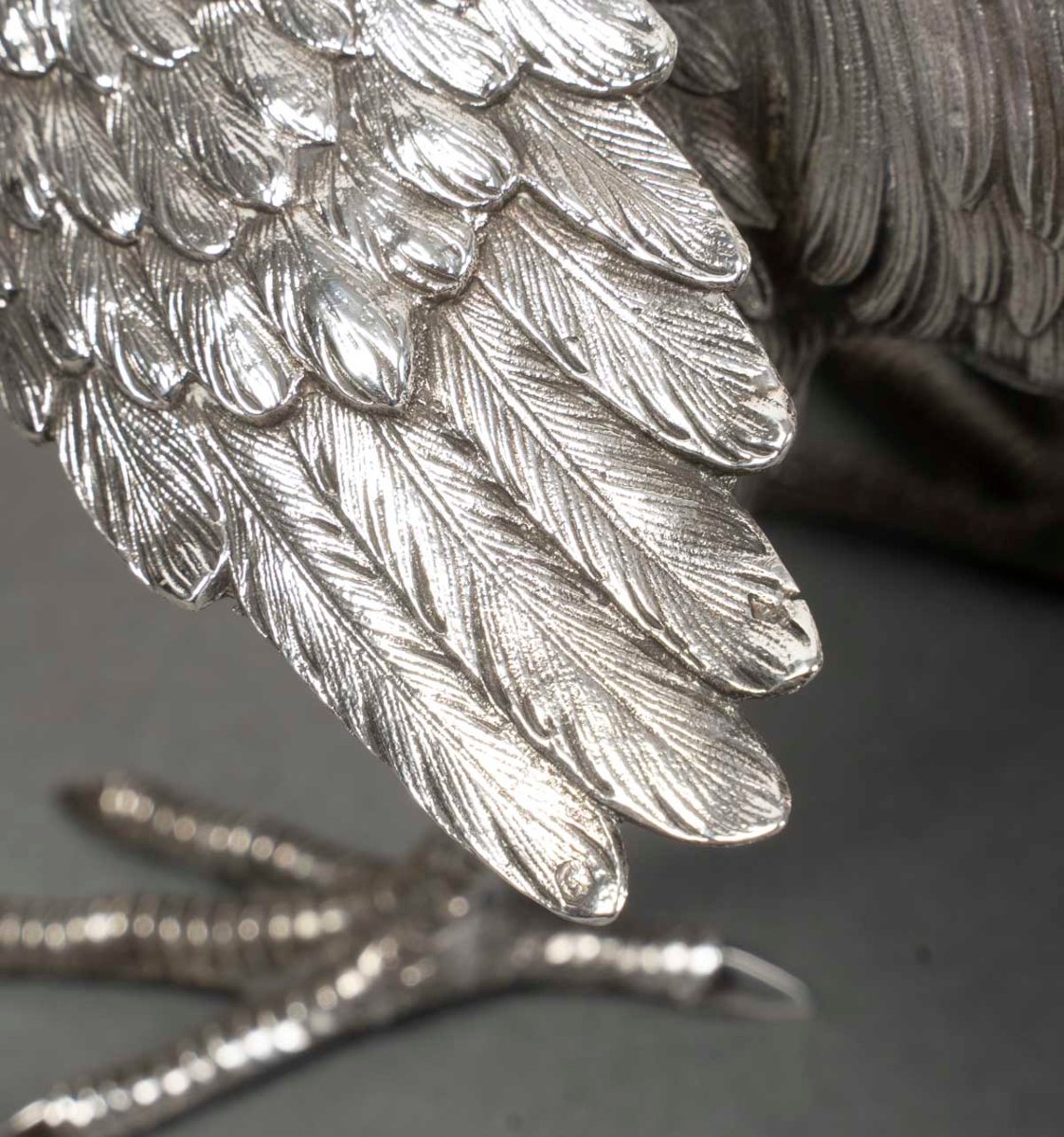 Goldsmith Eschwege Pair Of Solid Silver Fighting Cocks Circa 1950 -photo-4