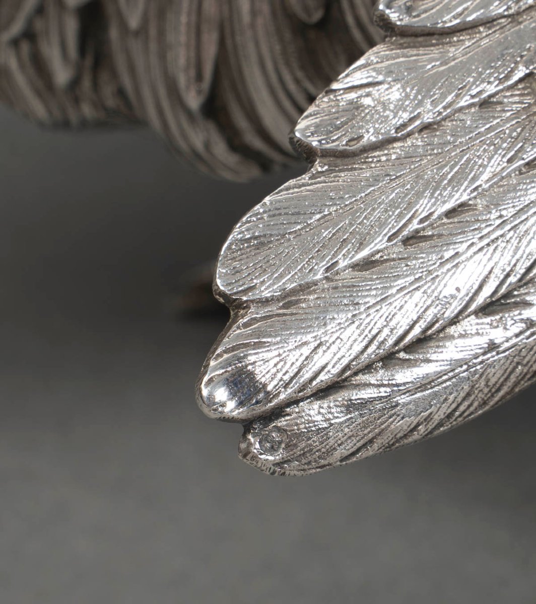 Goldsmith Eschwege Pair Of Solid Silver Fighting Cocks Circa 1950 -photo-5