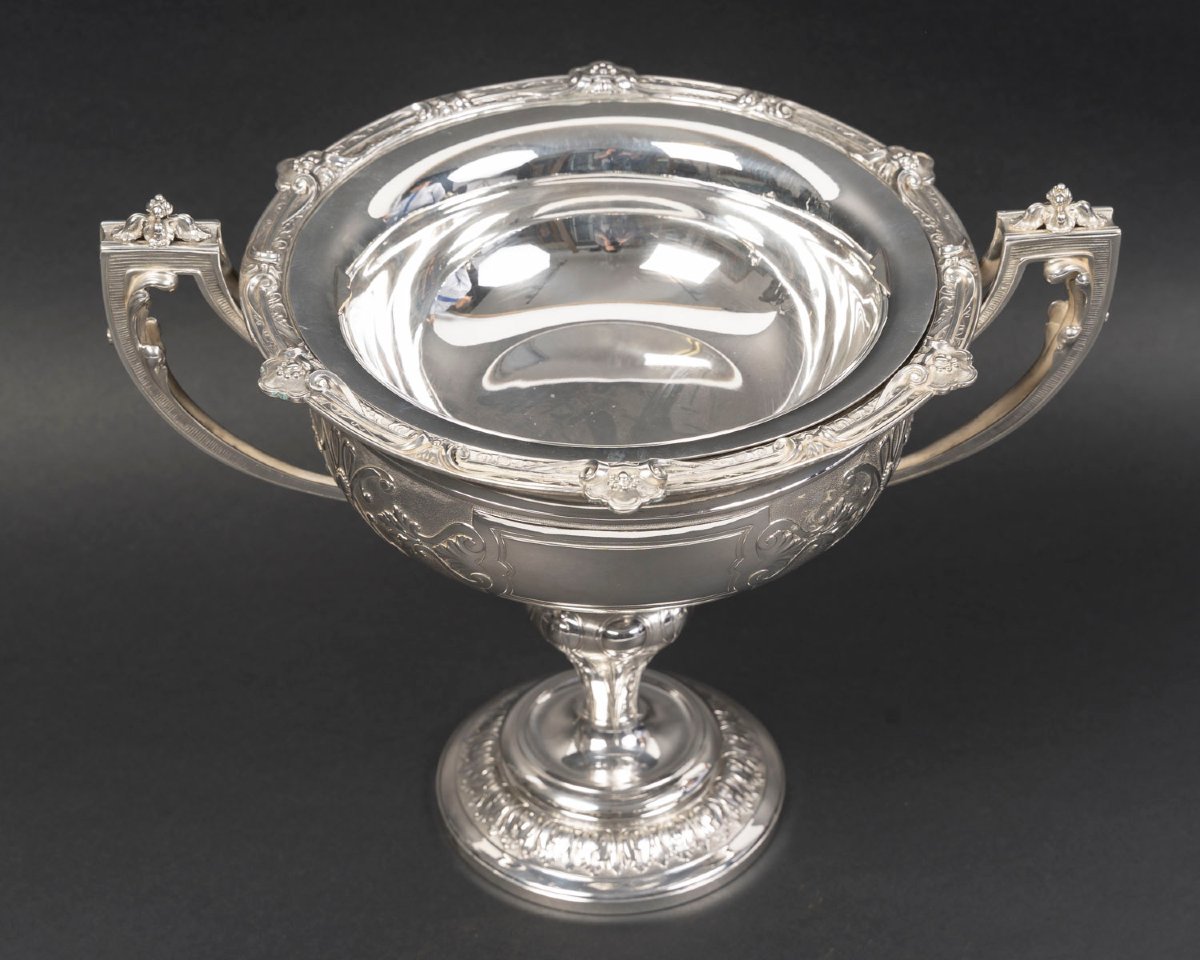  Gustave Odiot – 19th Century Neoclassical Solid Silver Centerpiece -photo-1