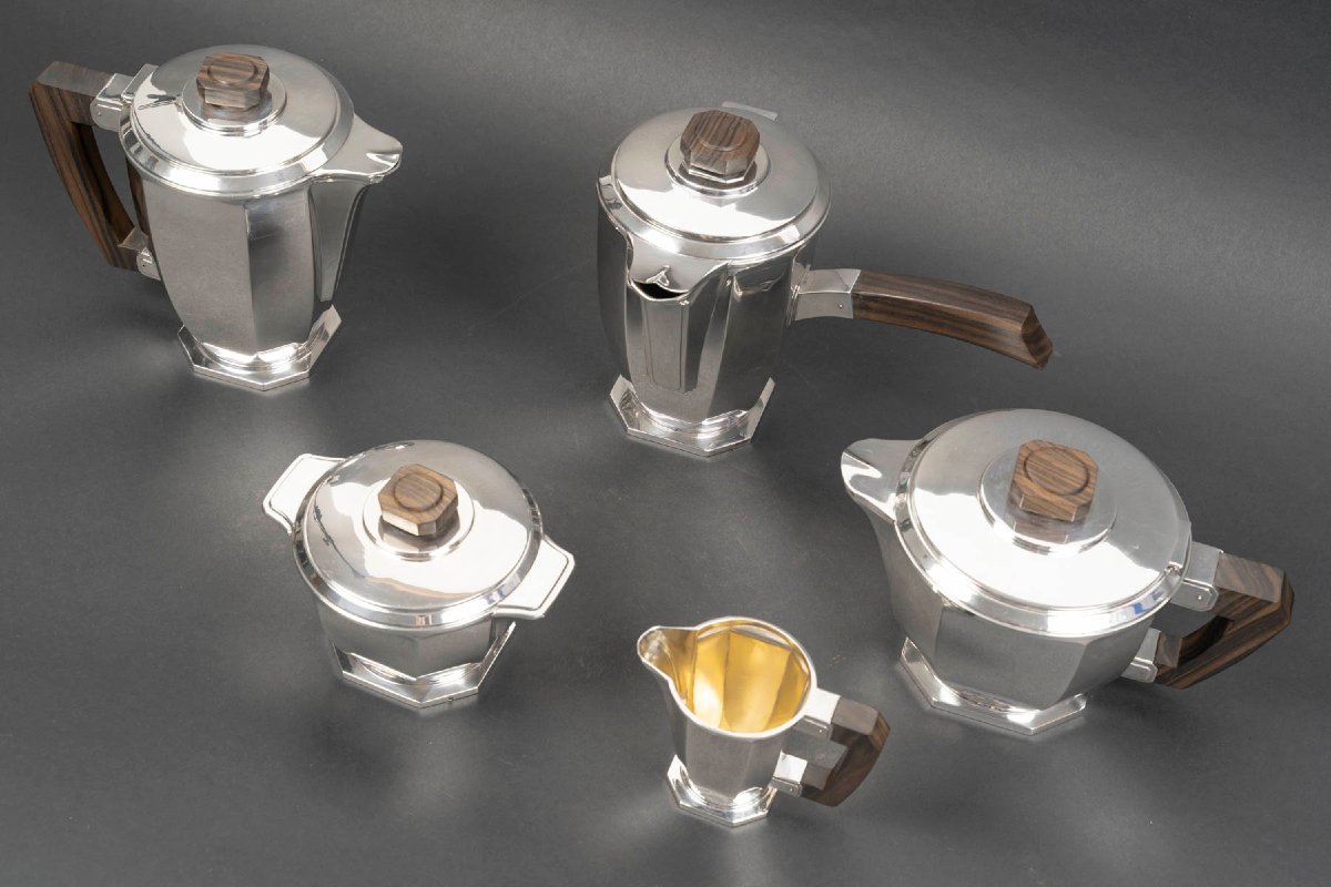 Ernest Prost, Solid Silver Tea, Coffee And Chocolate Service – Art Deco Circa 1930-photo-8