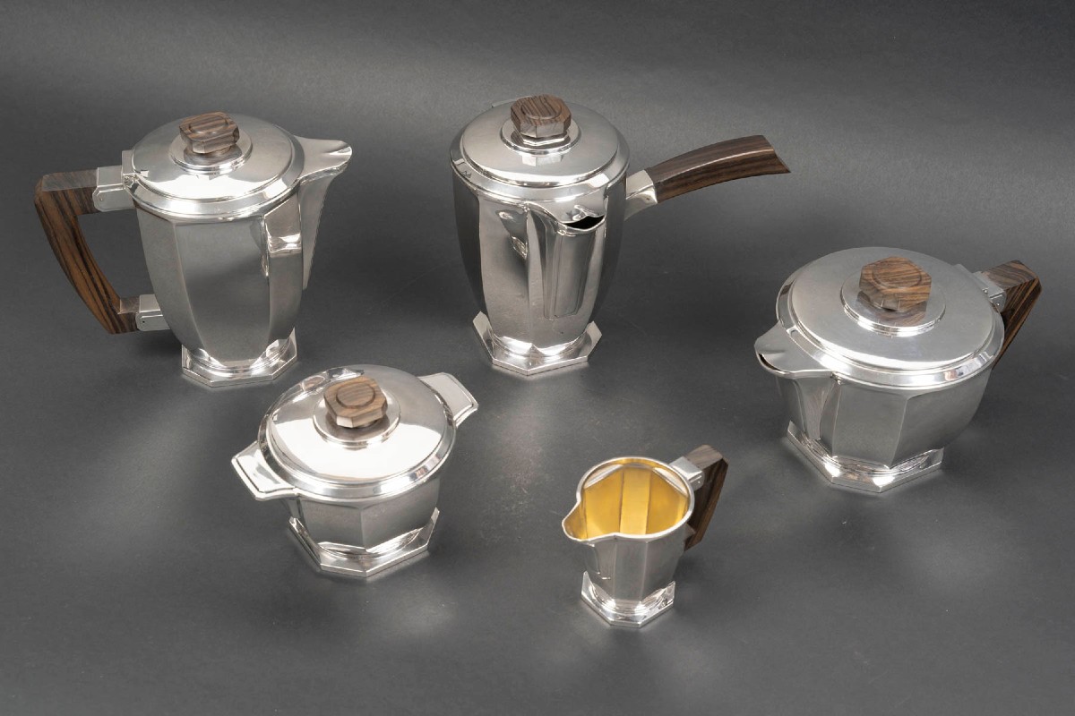 Ernest Prost, Solid Silver Tea, Coffee And Chocolate Service – Art Deco Circa 1930