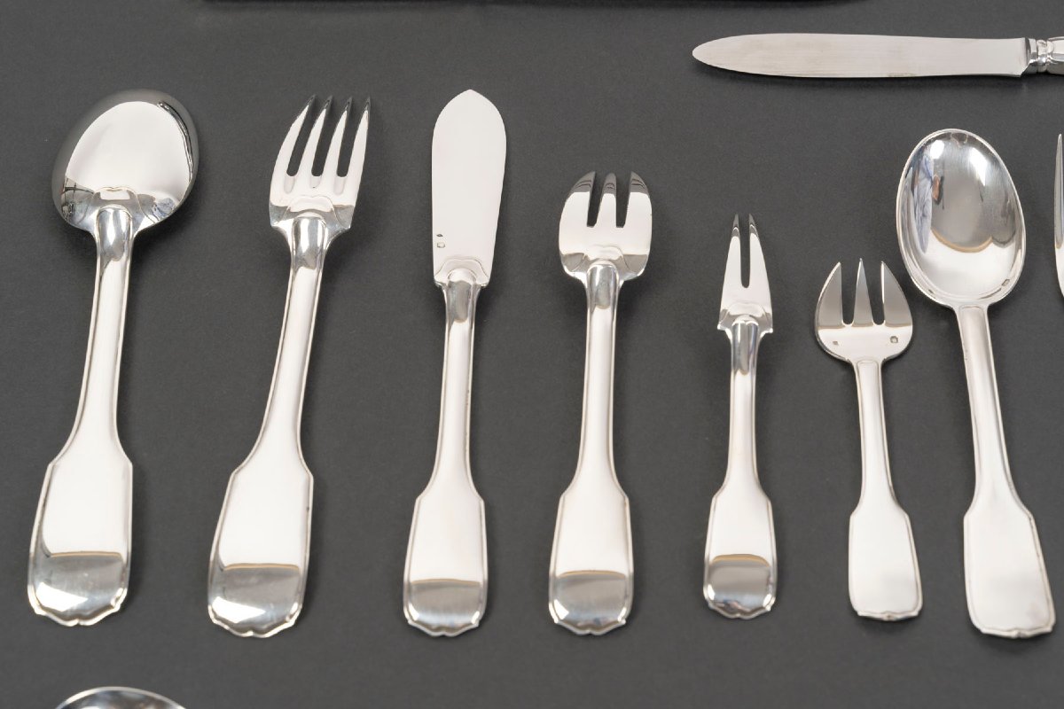 JEAN TETARD MENAGERE EN ARGENT MASSIF 198 PIECES Epoque 1930-photo-1