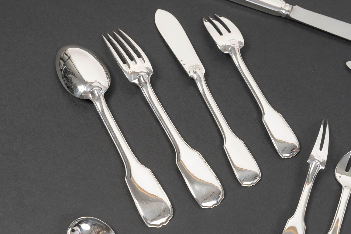 JEAN TETARD MENAGERE EN ARGENT MASSIF 198 PIECES Epoque 1930-photo-3