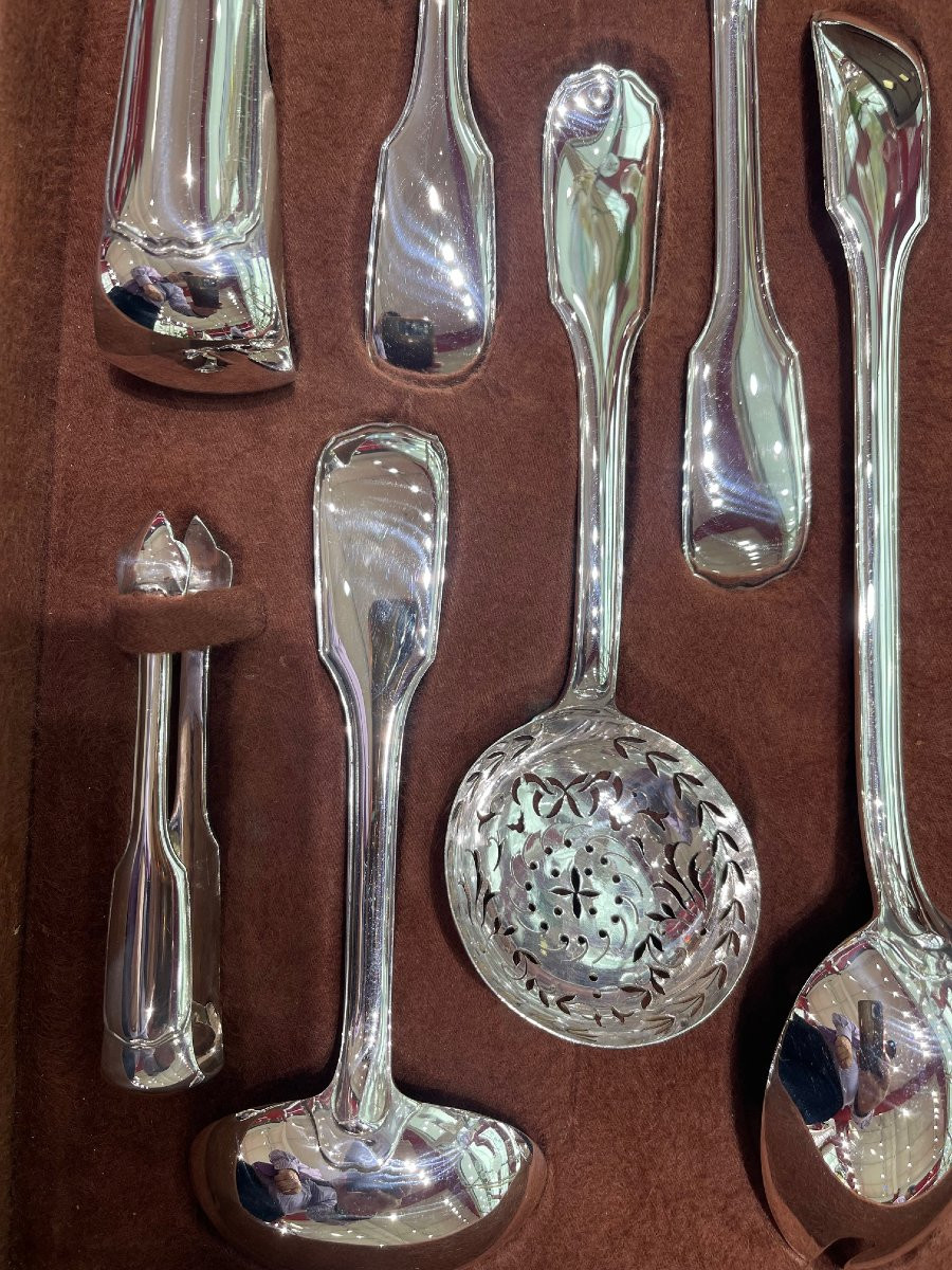 JEAN TETARD MENAGERE EN ARGENT MASSIF 198 PIECES Epoque 1930-photo-5