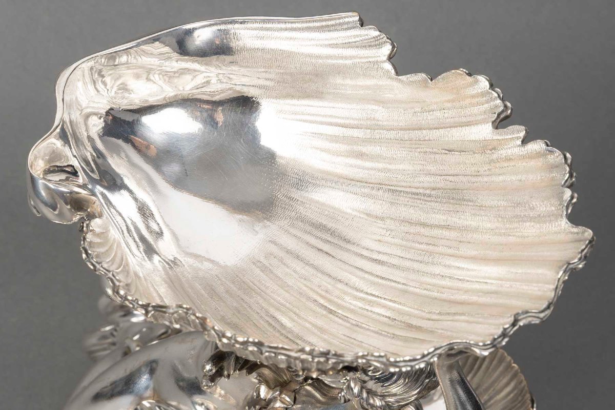 BOIN TABURET Centre de table en bronze argenté Epoque NAPOLEON III-photo-4