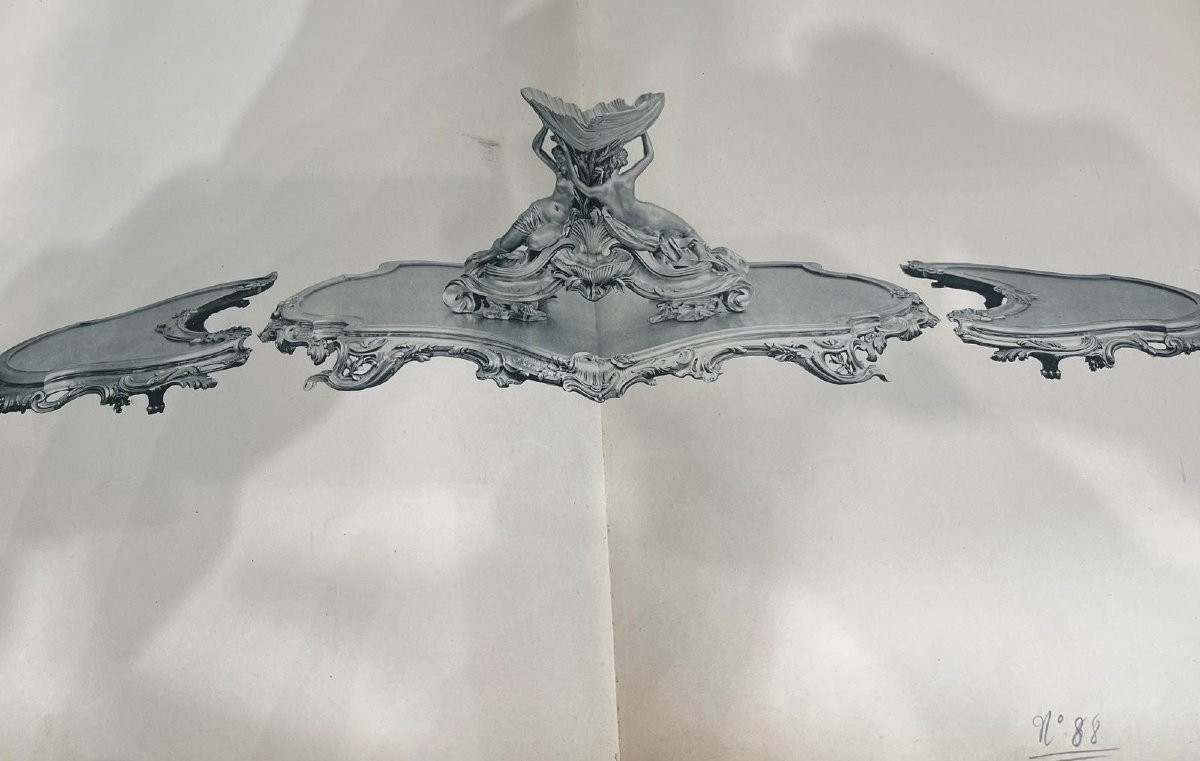 BOIN TABURET Centre de table en bronze argenté Epoque NAPOLEON III-photo-7