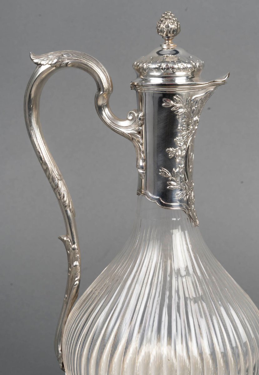 Boin Taburet - Pair Of Ewers In Solid Silver And Cut Crystal. Period: 1880–1900-photo-2