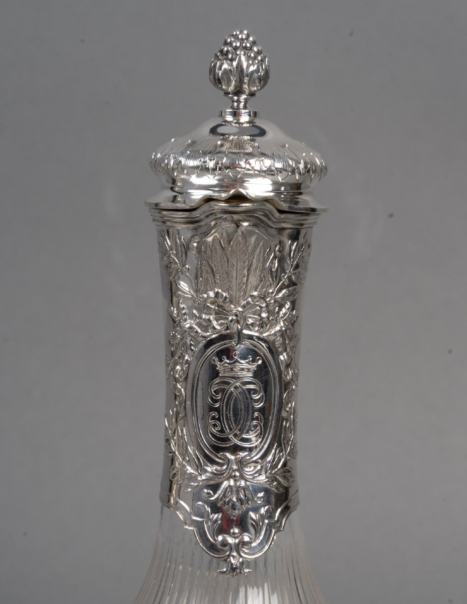Boin Taburet - Pair Of Ewers In Solid Silver And Cut Crystal. Period: 1880–1900-photo-3