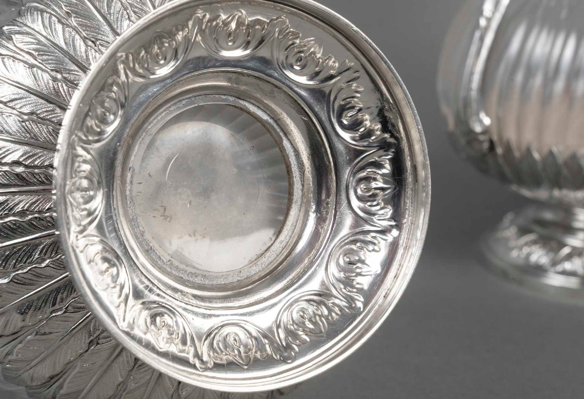 Boin Taburet - Pair Of Ewers In Solid Silver And Cut Crystal. Period: 1880–1900-photo-4